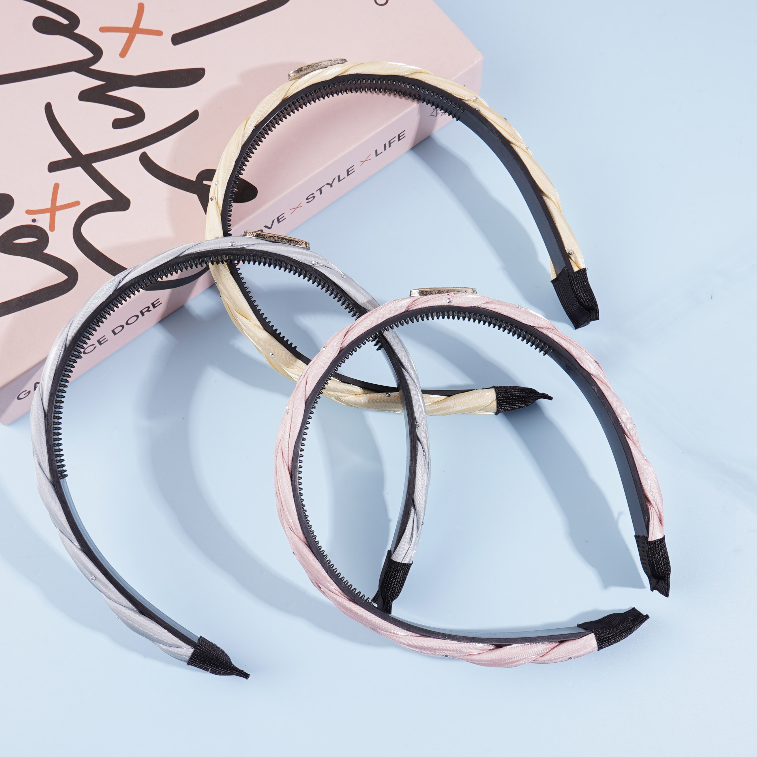 MIU striped braid headband hair clip