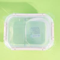 صندوق تخزين زجاجي مستطيل بمقصورتين سعة 650 مل، JH-1604.