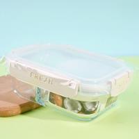 صندوق تخزين زجاجي مستطيل بمقصورتين سعة 650 مل، JH-1604.