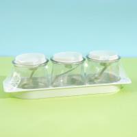 JH-1255, trois boîtes de condiments en verre pour cactus.