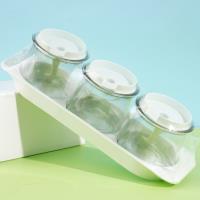JH-1255, trois boîtes de condiments en verre pour cactus.