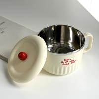 TD-1008糖豆304不锈钢内胆泡面碗红色