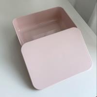 La boîte de rangement TH-9630 de couleur rose clair de petite taille.