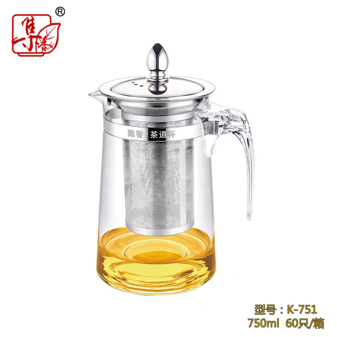 JXPCH751 steel teapot of the K series, with a conical shape, holding 750ml of tea.