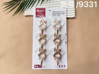 YL9331 Six Golden Rabbit Sticky Hooks, 1 box with 24 pieces