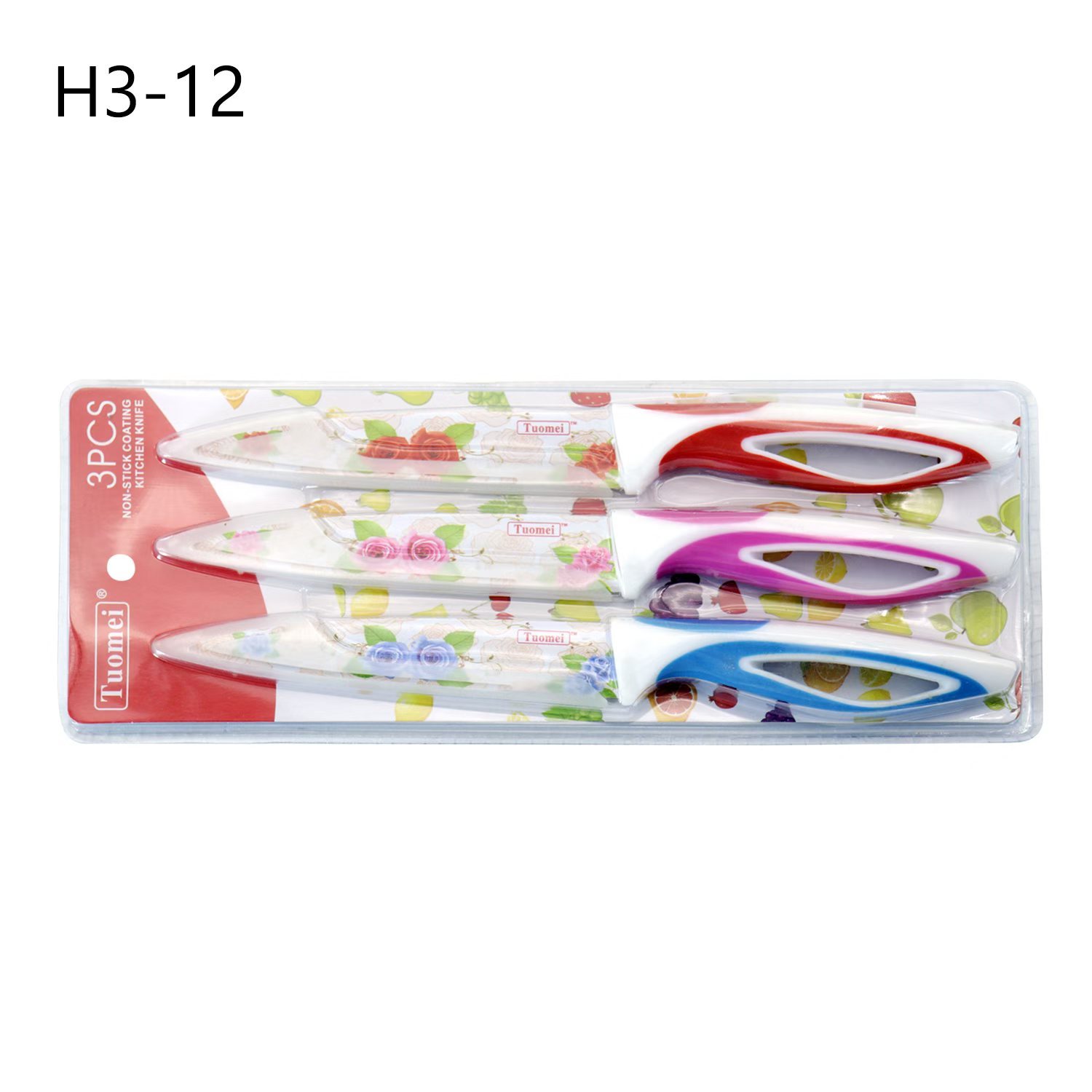 TMDJ H3-12 Colorful Printed Three-Piece Fruit Knife Set
