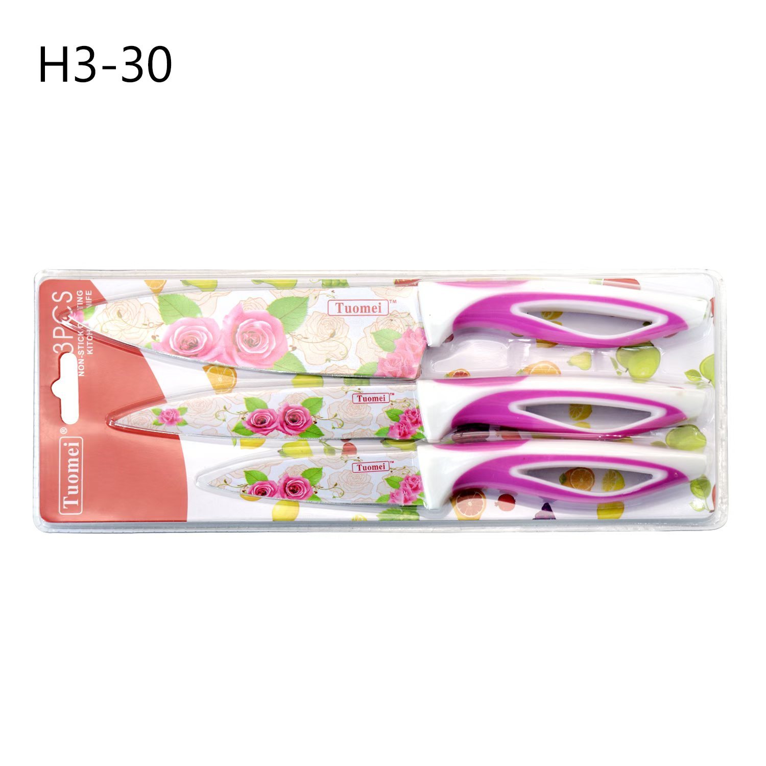 TMDJ H3-30 Colorful Printed Three-Piece Fruit Knife Set
