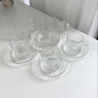 مجموعة الكؤوس الزجاجية C022 ذات الأسطح اللامعة والخطوط المستقيمة والنقوش على شكل مطرقة.