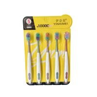 The Inaymei 498 five-headed square-hole wooden toothbrush with nylon bristles