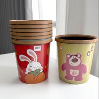 سلة قمامة مزينة بملصقات كارتونية، موديل 8631