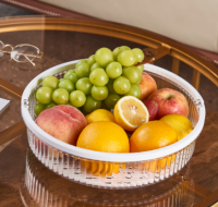 دلو الفواكه المحمول الدوار TM1018 (مزود بشاشة فلتر)، مع مقبض أبيض.