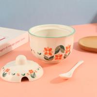 Petit pot à épices en damier (aux motifs de pêches et d'abricots des montagnes sauvages)