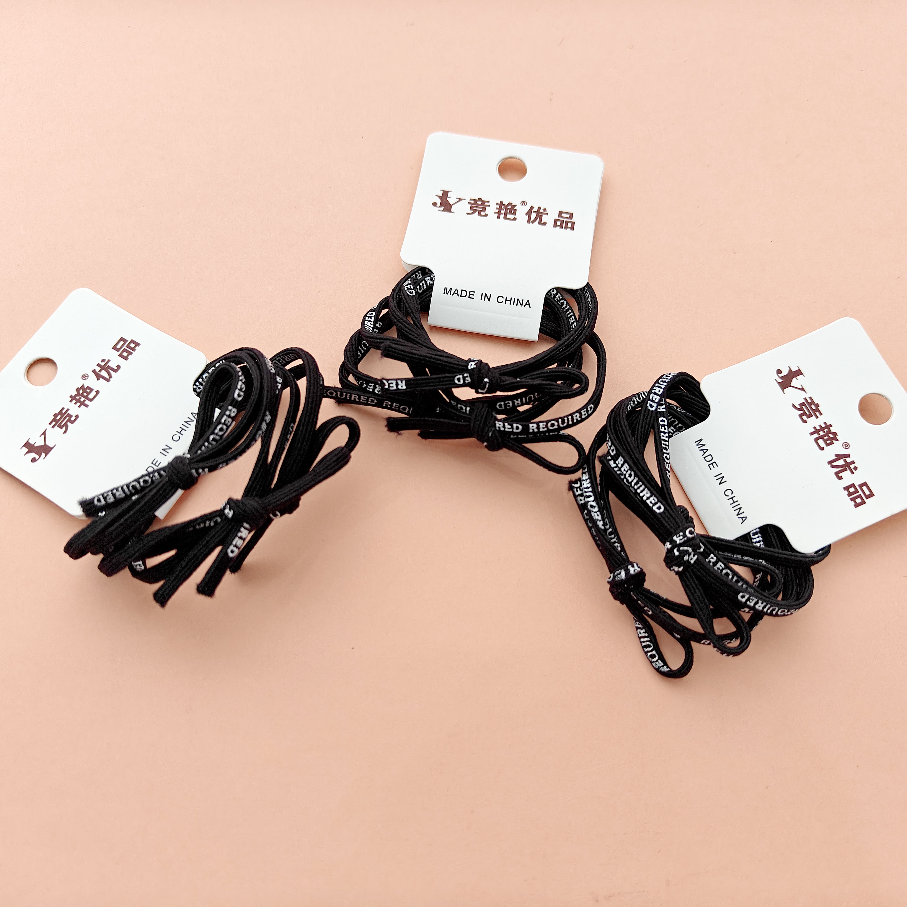 3 black letter bow-tie headbands