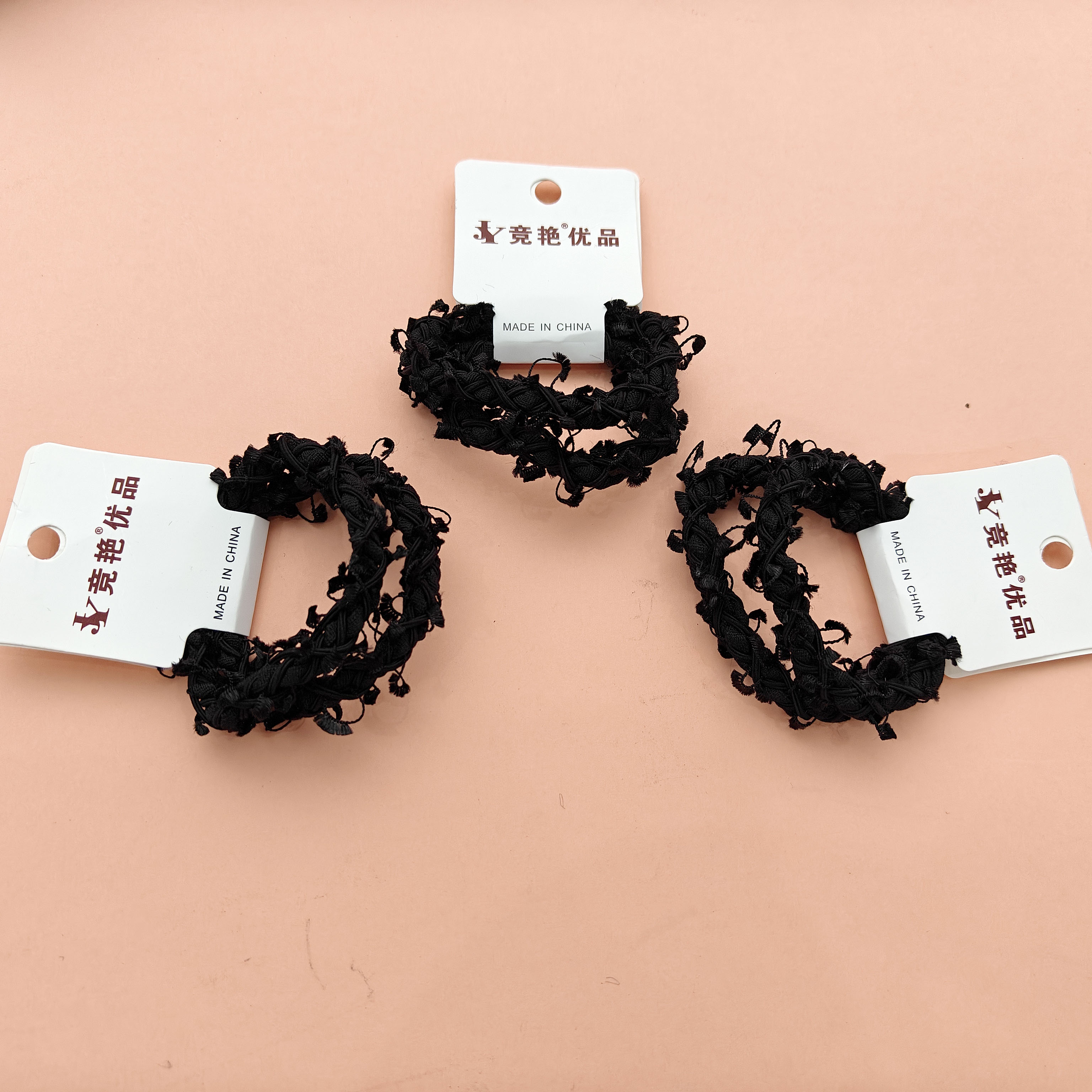 2 black lace-knitted hairbands for spring