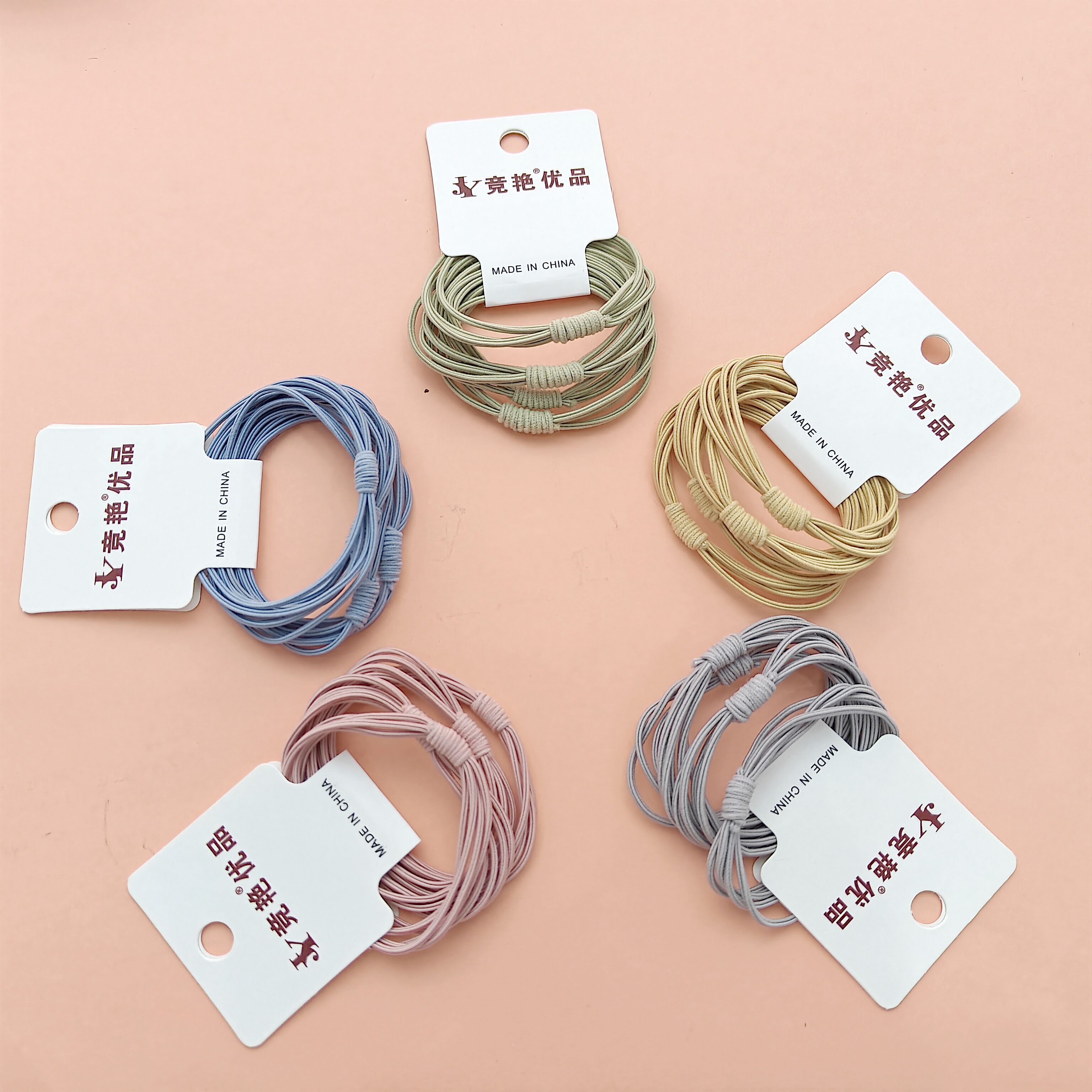 4 colorful headbands decorated with dopamine patterns