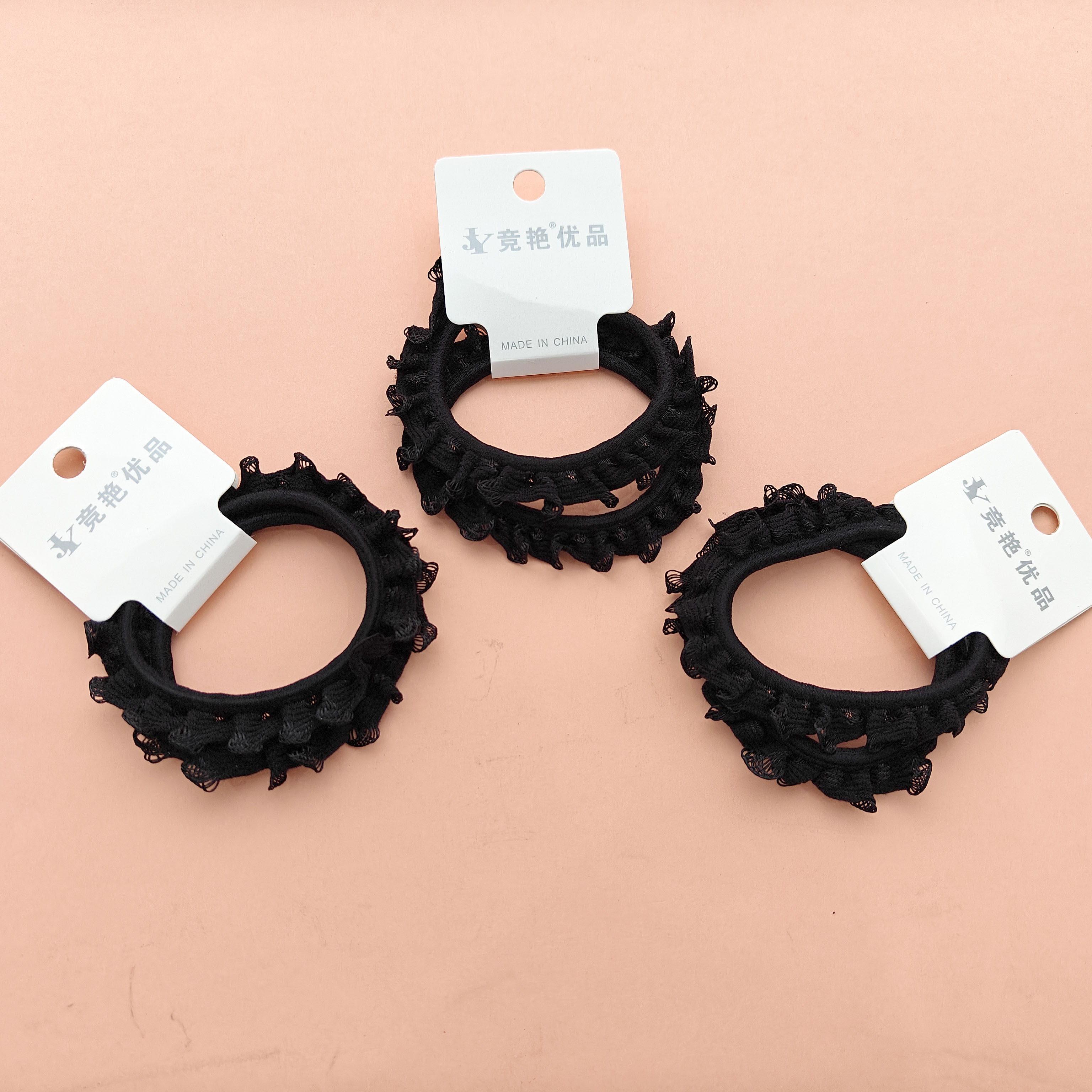 2 pure black lace headbands