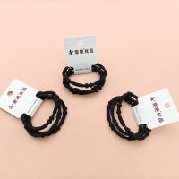 3 pure black bamboo knot hair ties