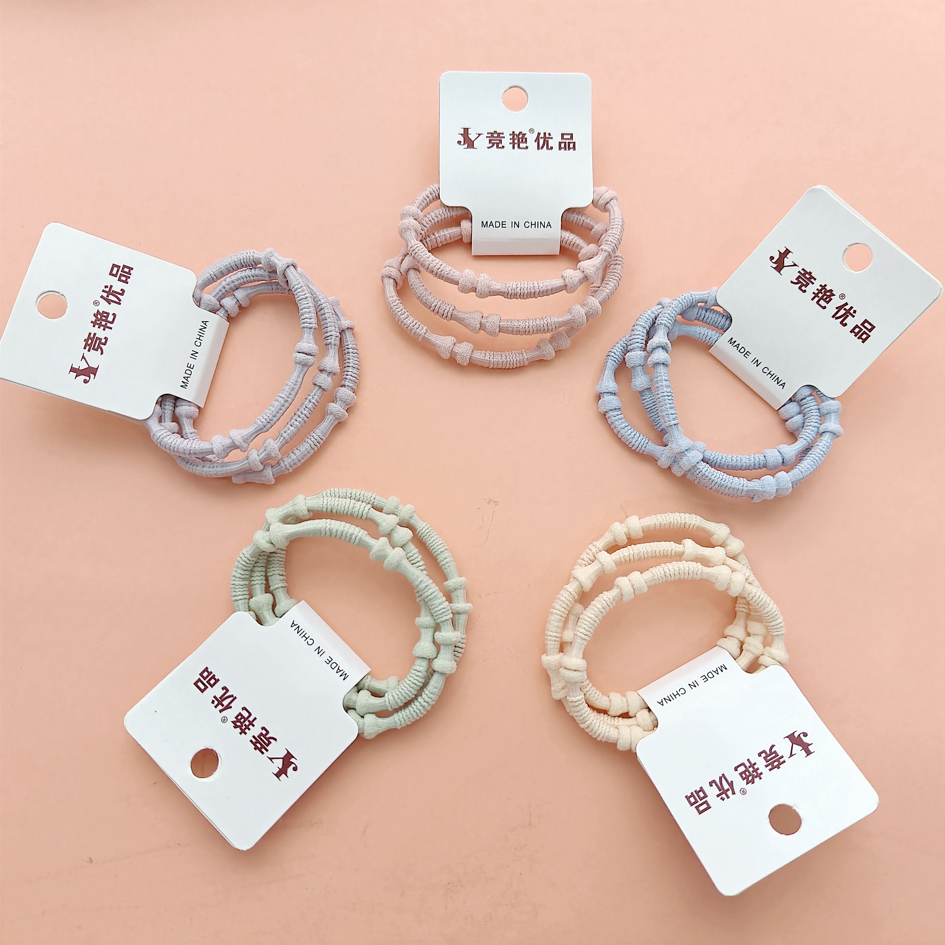 3 pieces of candy-colored bamboo-jointed high-elasticity hair ties