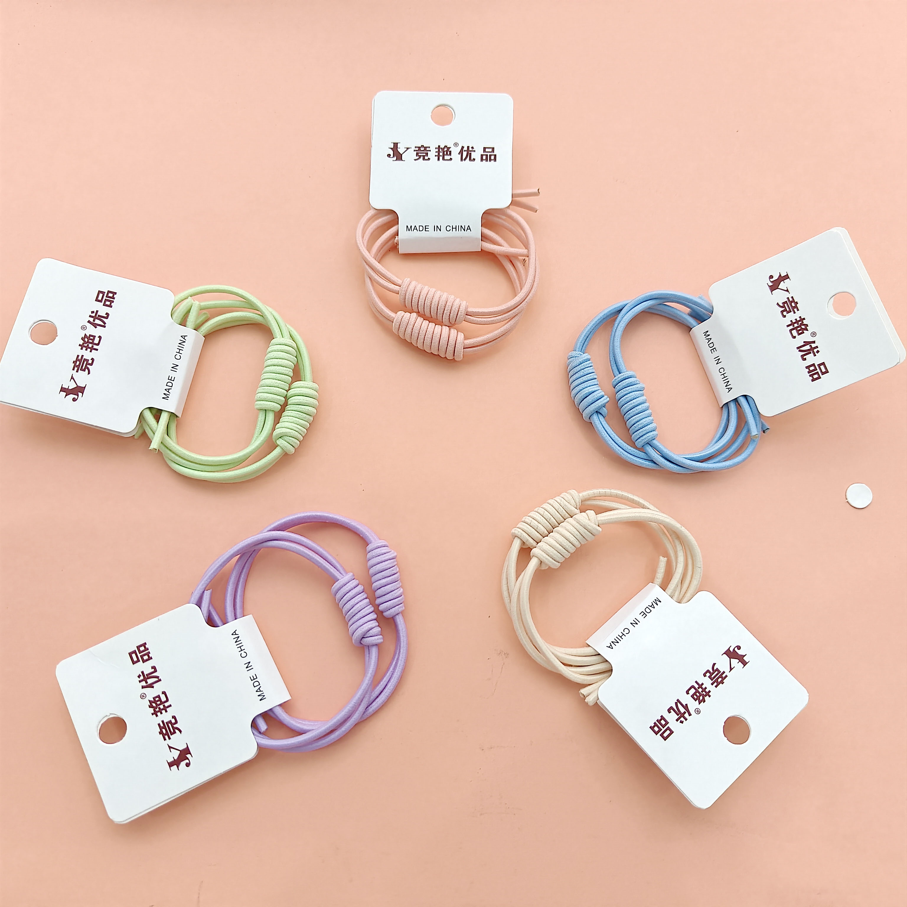 2 candy-colored, high-elasticity ponytail ribbons