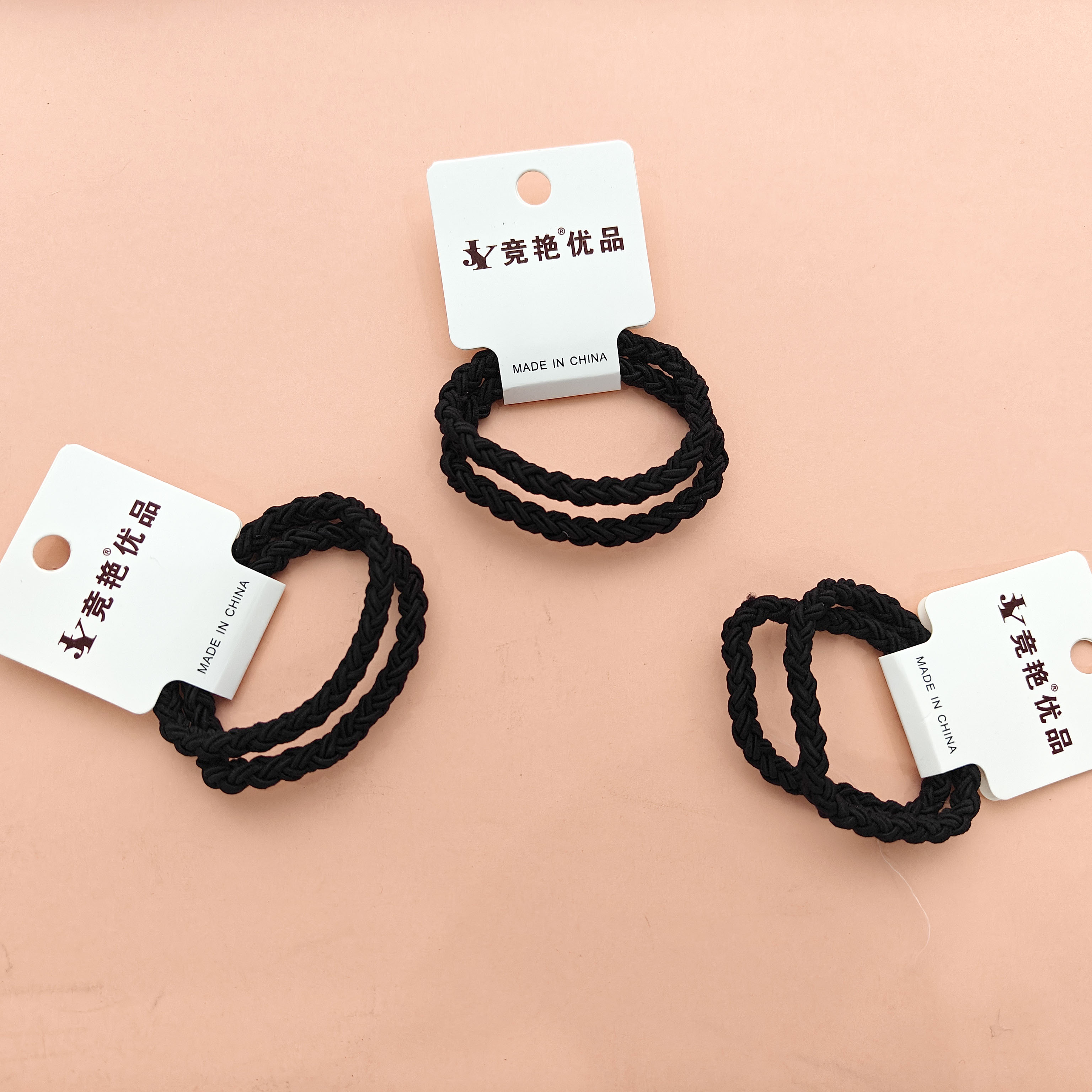 2 pairs of pure black, simple and elegant ponytail elastics