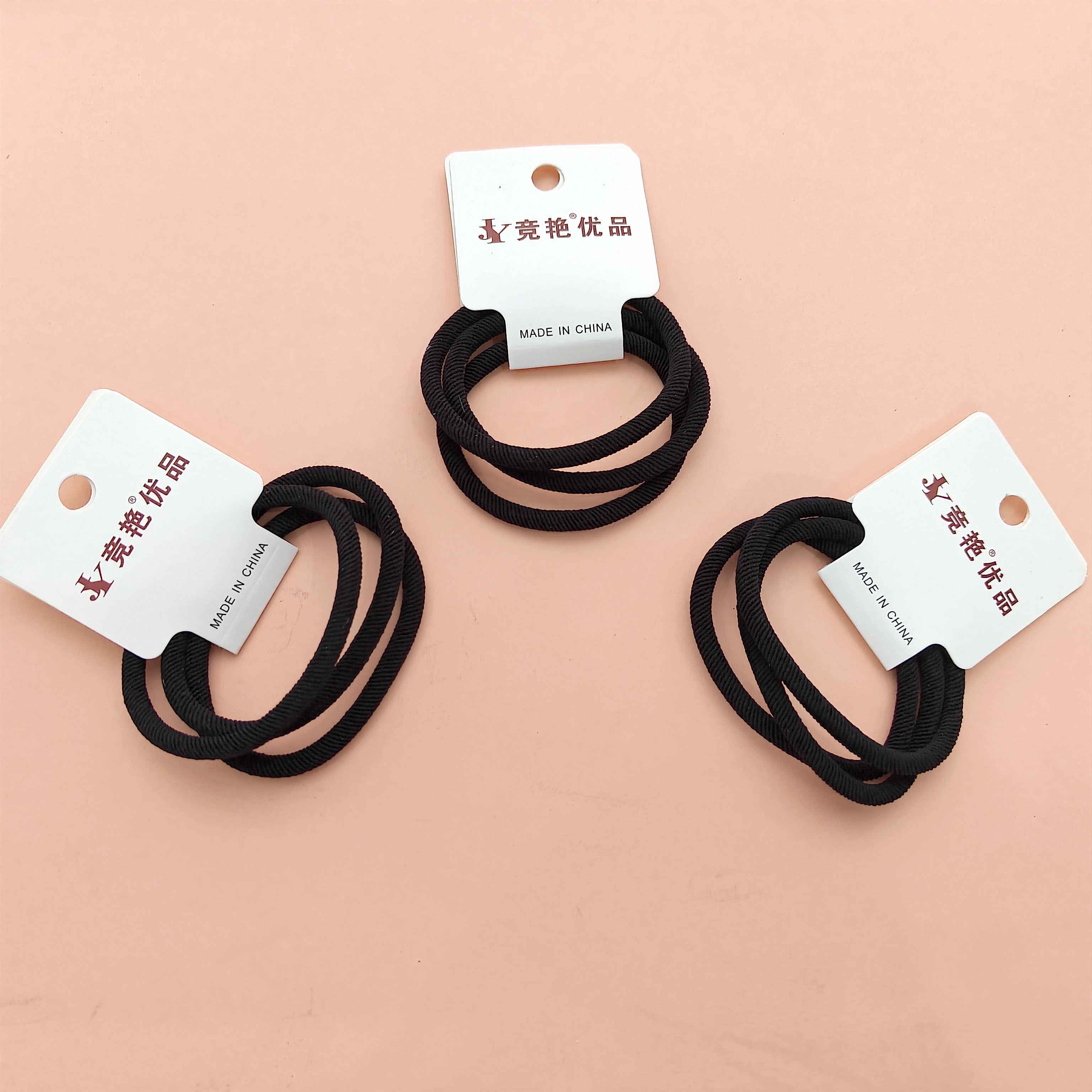 3 pure black simple striped headbands