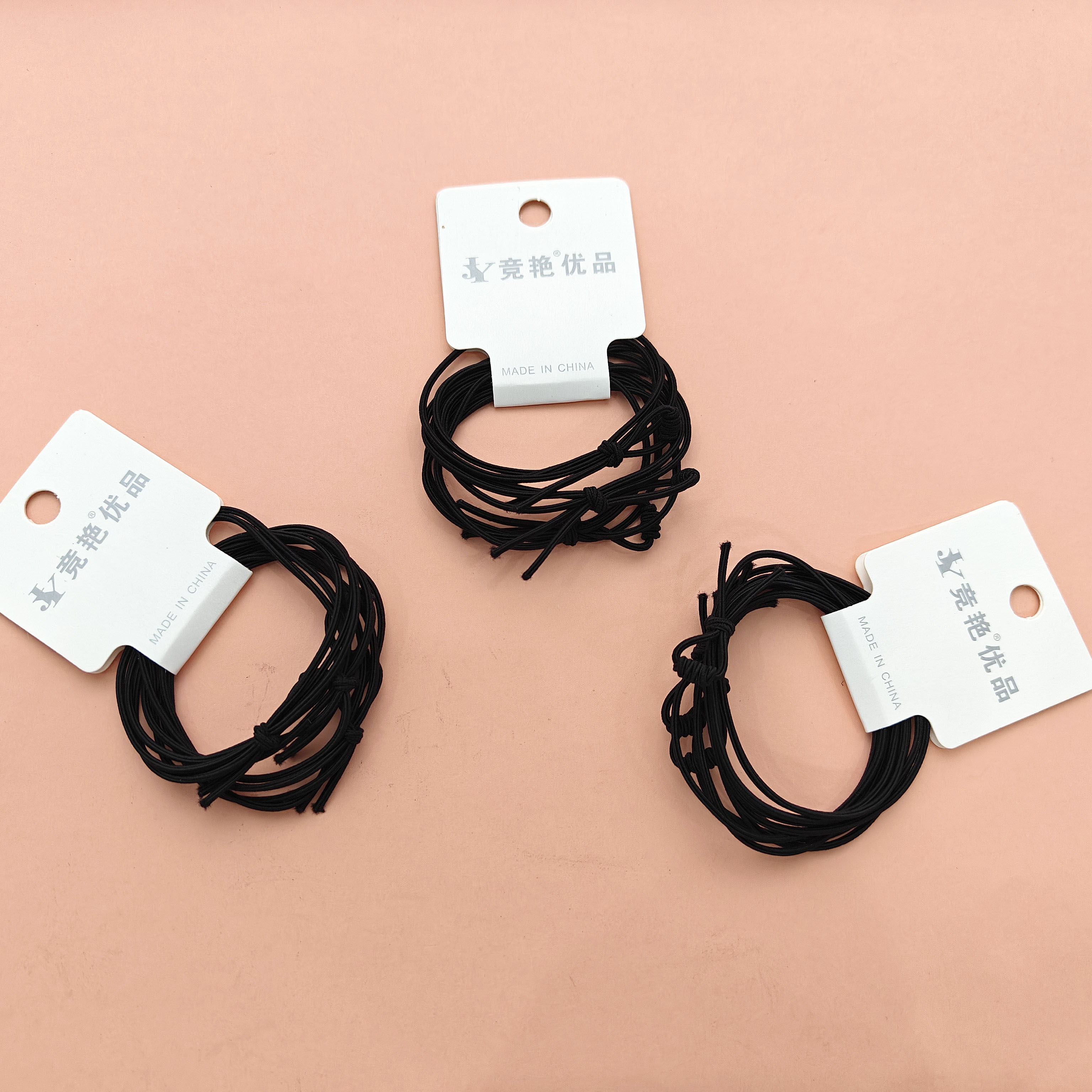 3 black knotted simple hair ties