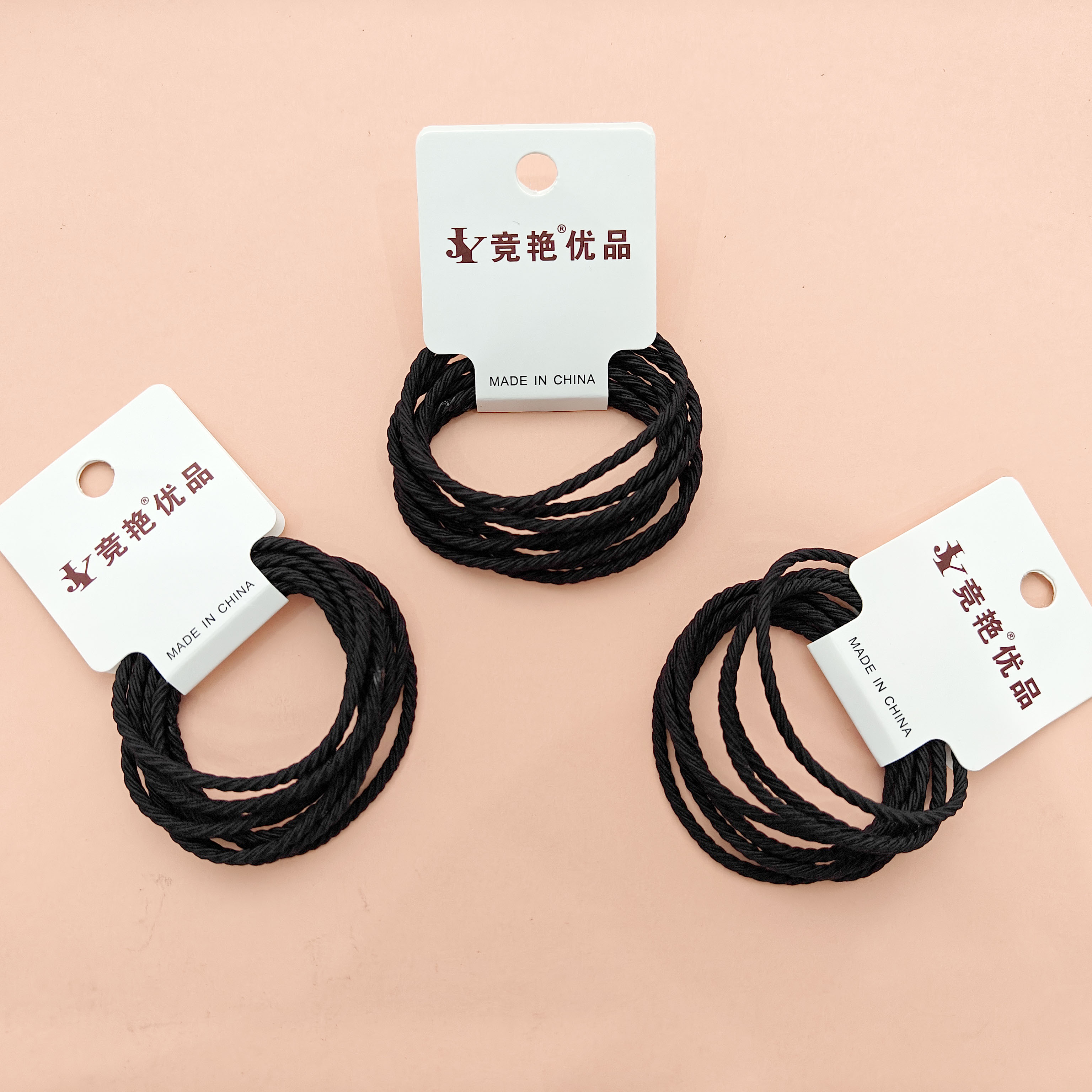 8 black high ponytail-style durable hair ties