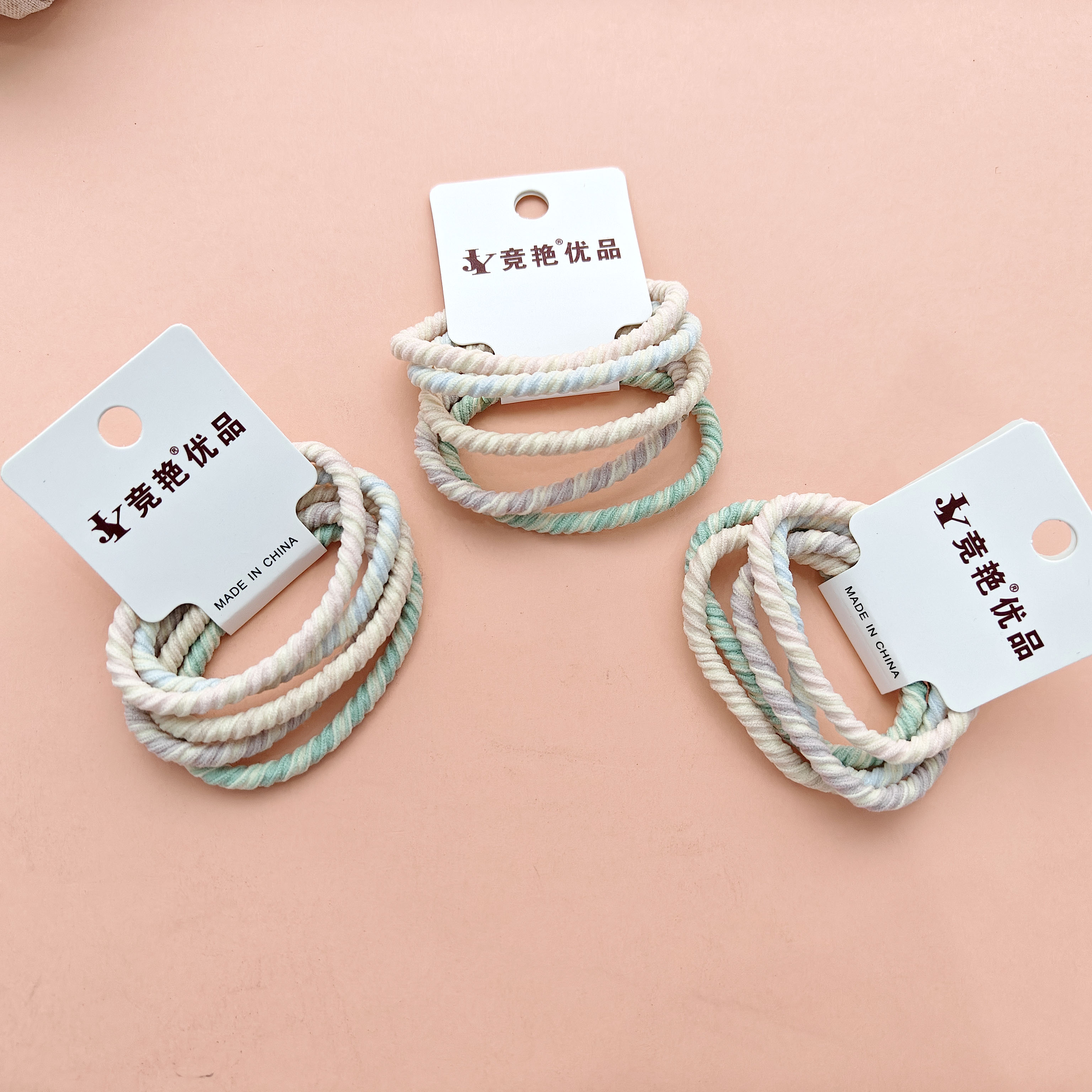 5 basic headbands decorated with macaron-colored twine patterns