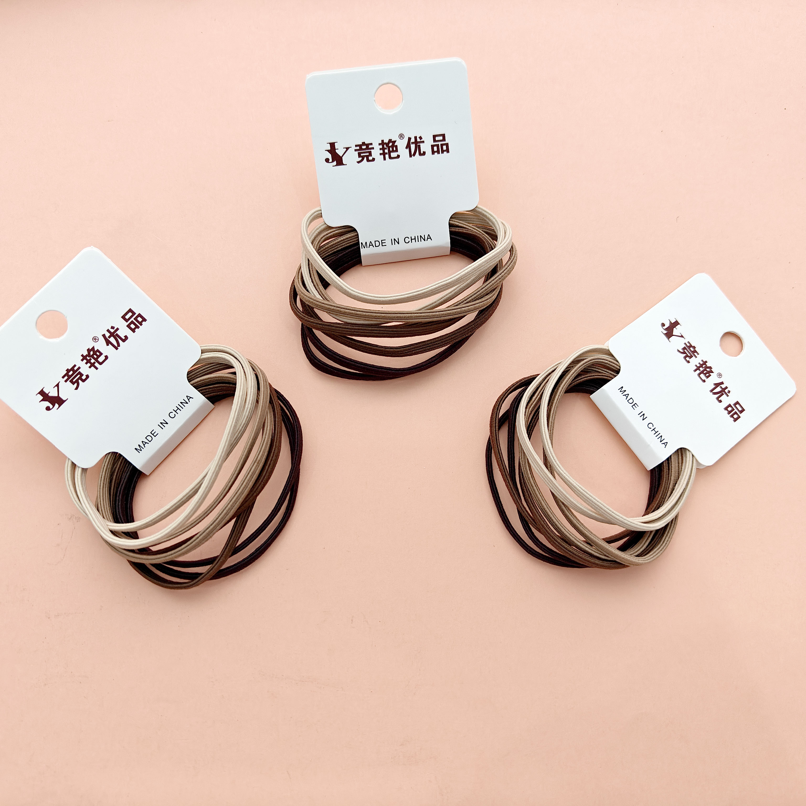 8 high-elasticity flat-line hair ties in earth tones