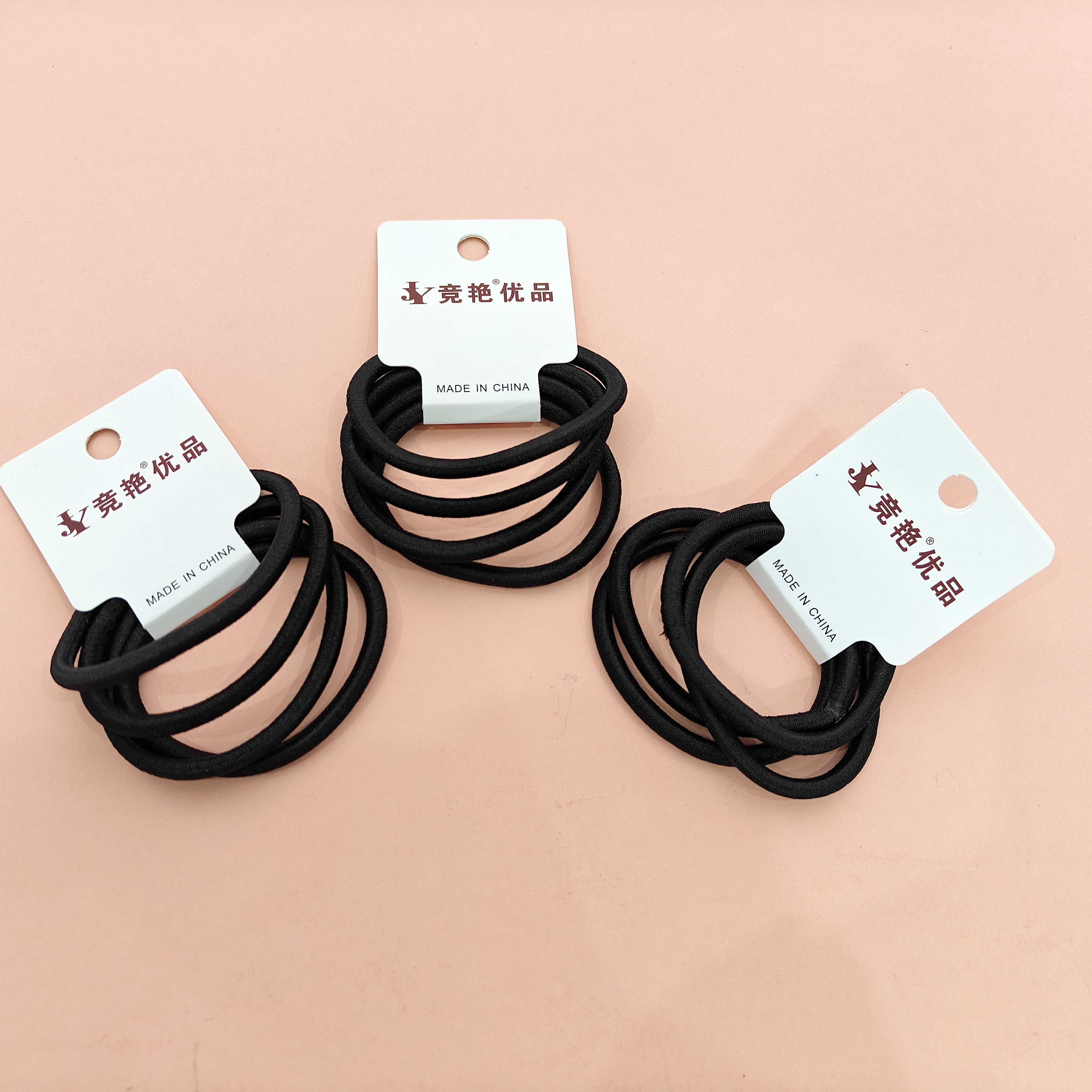 4 black basic universal rubber bands