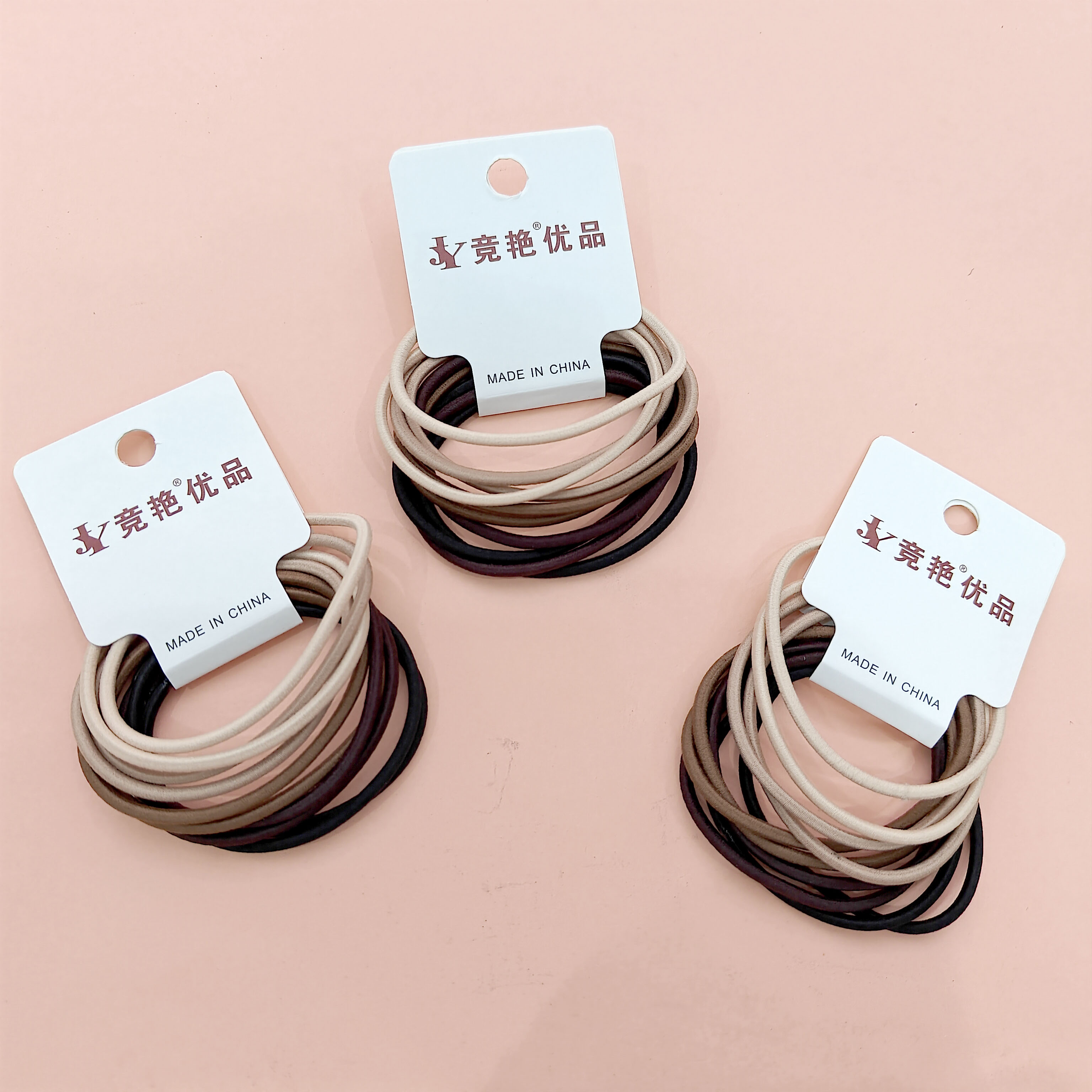 10 pieces of fine-sized fashionable hair ties in earth tones