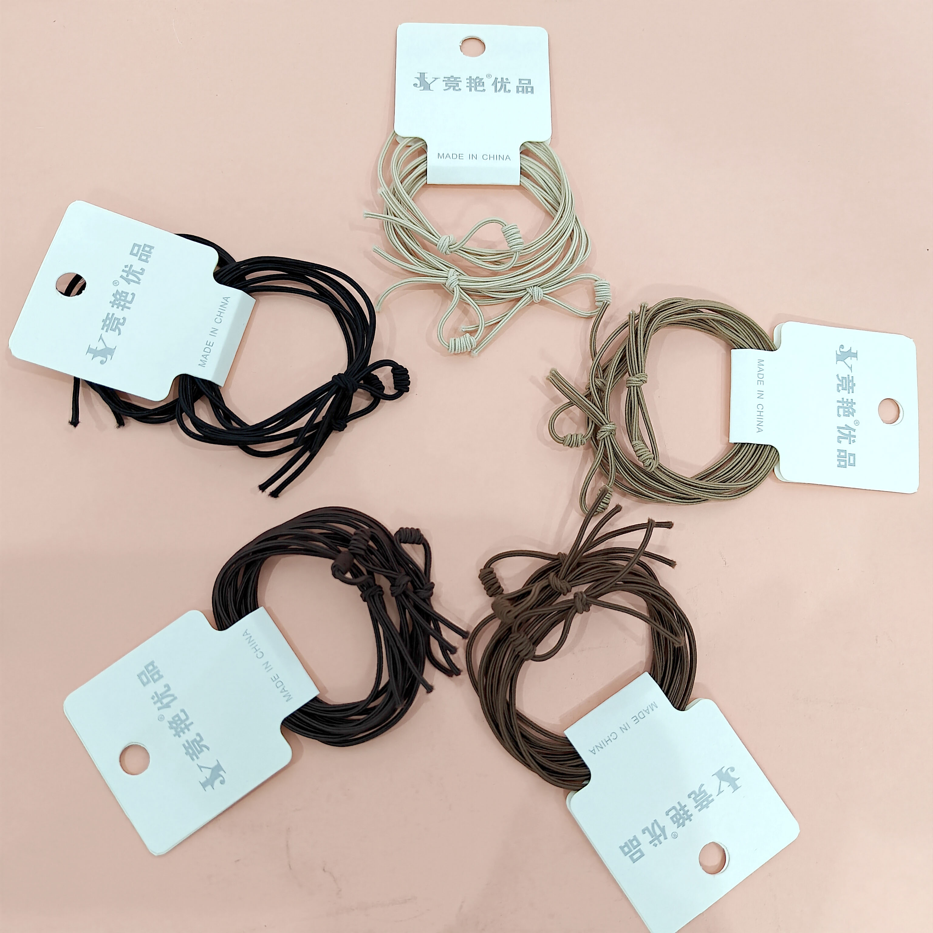 3 simple headbands tied with knots in earth-tone colors