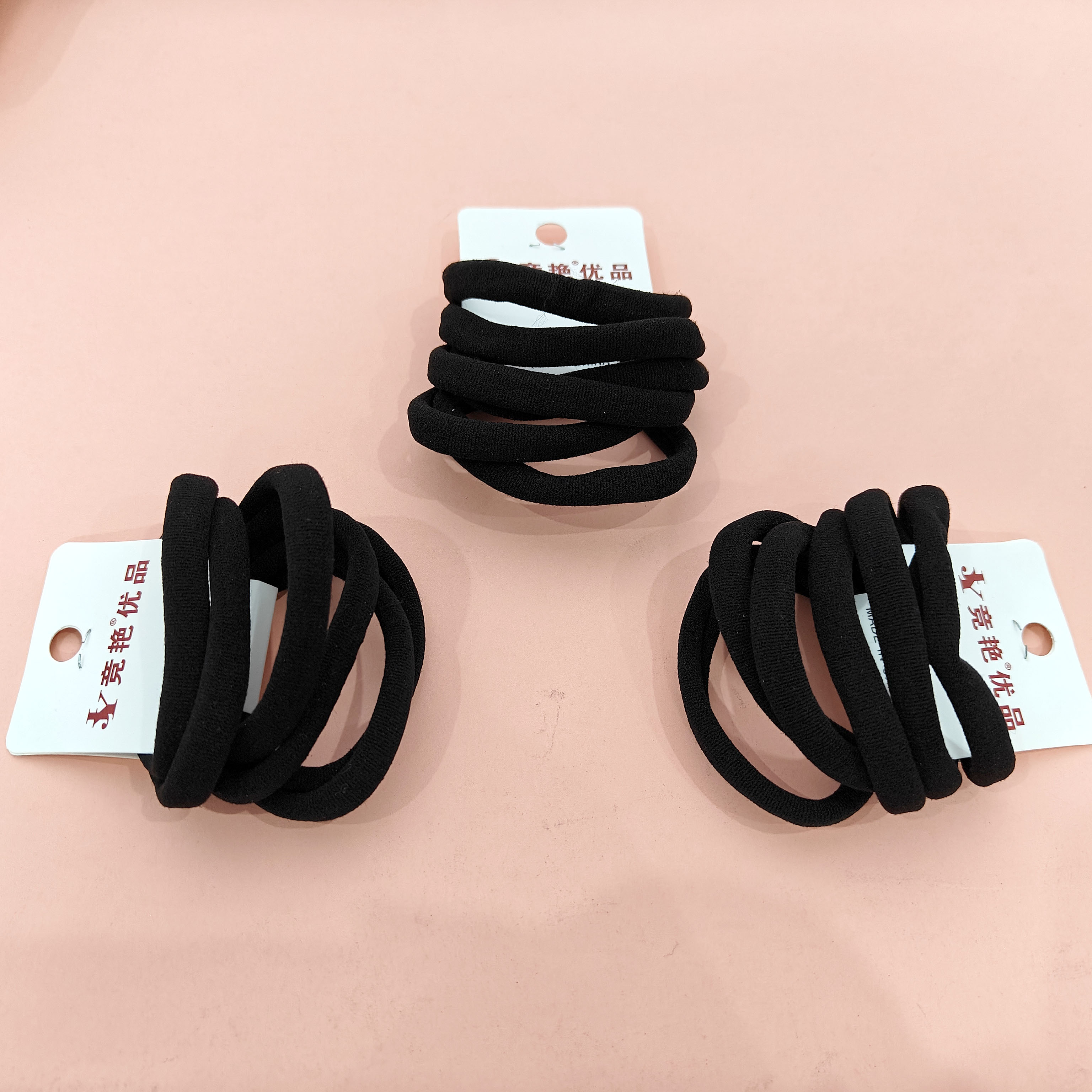 6 black high-elasticity seamless hair ties