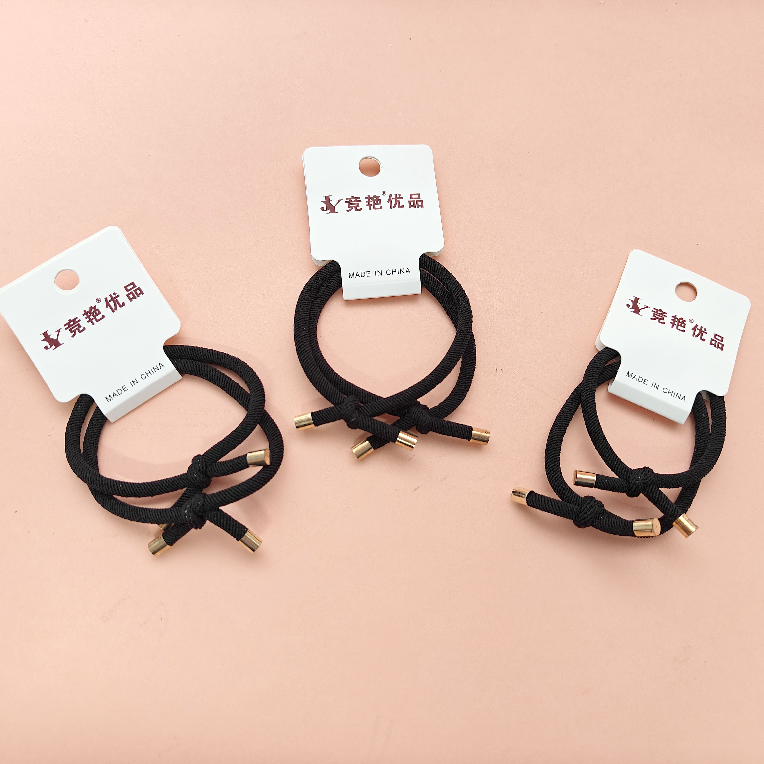 2 black basic knotted headbands