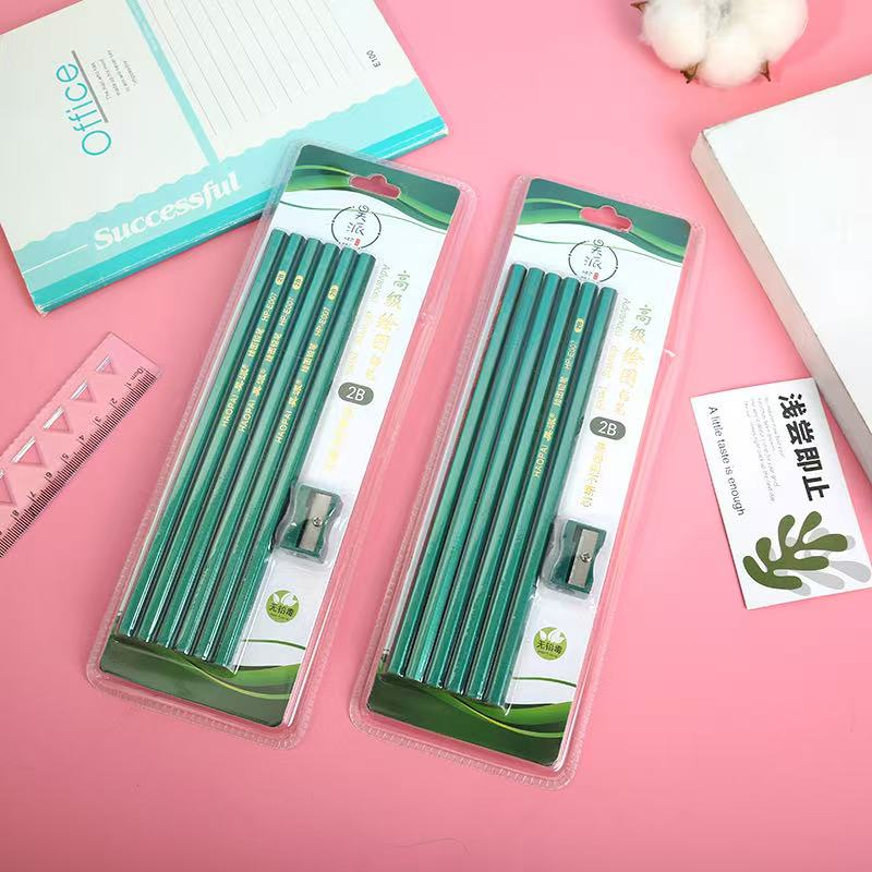 HP-E007 Green Pencil Set of 6 Pencils, 2B Grade