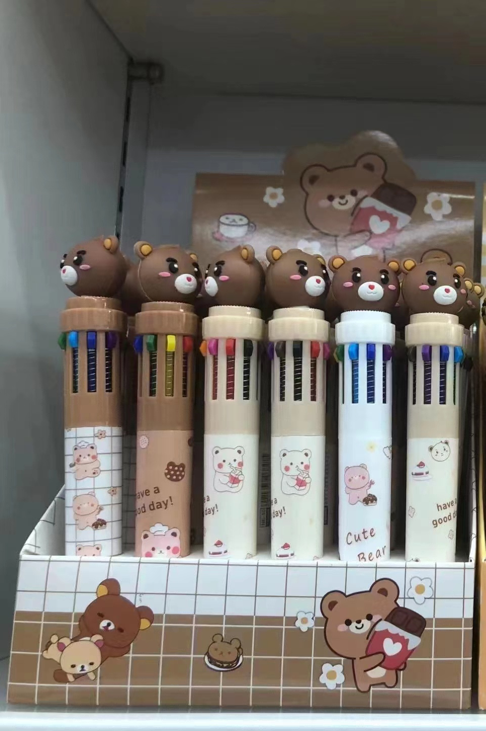 SM-10 Bear-themed 10-color notebook pen