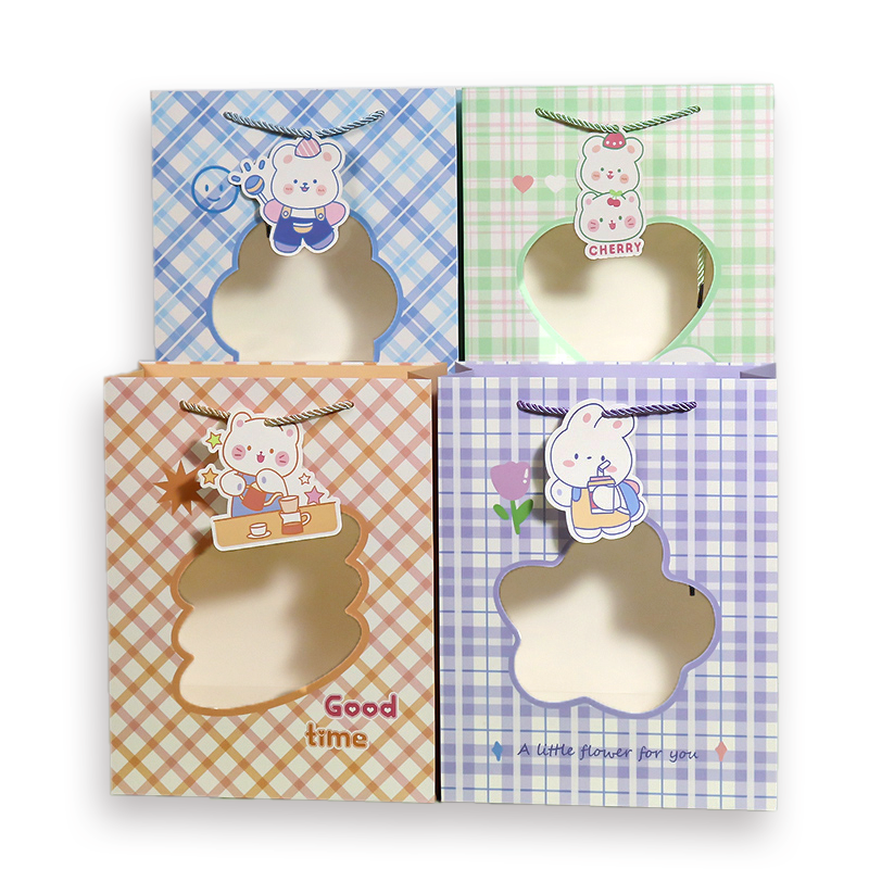 XX-005 手提袋竖款M号格子/镂空/带卡片