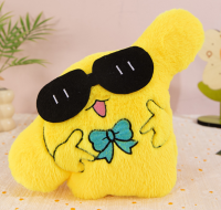 A pair of glasses with a design of a Jade Guai dog