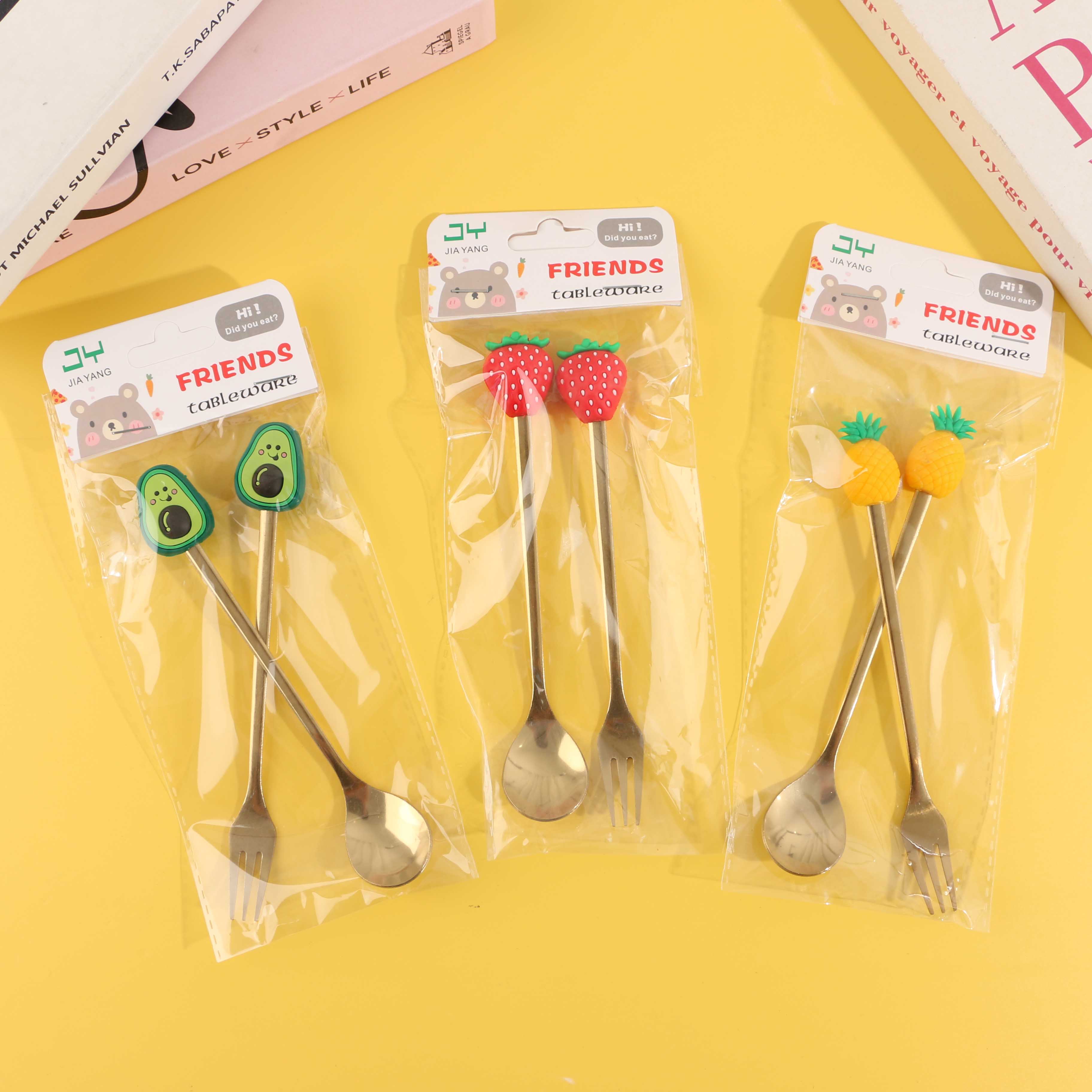 Gold-plated fruit spoons and forks