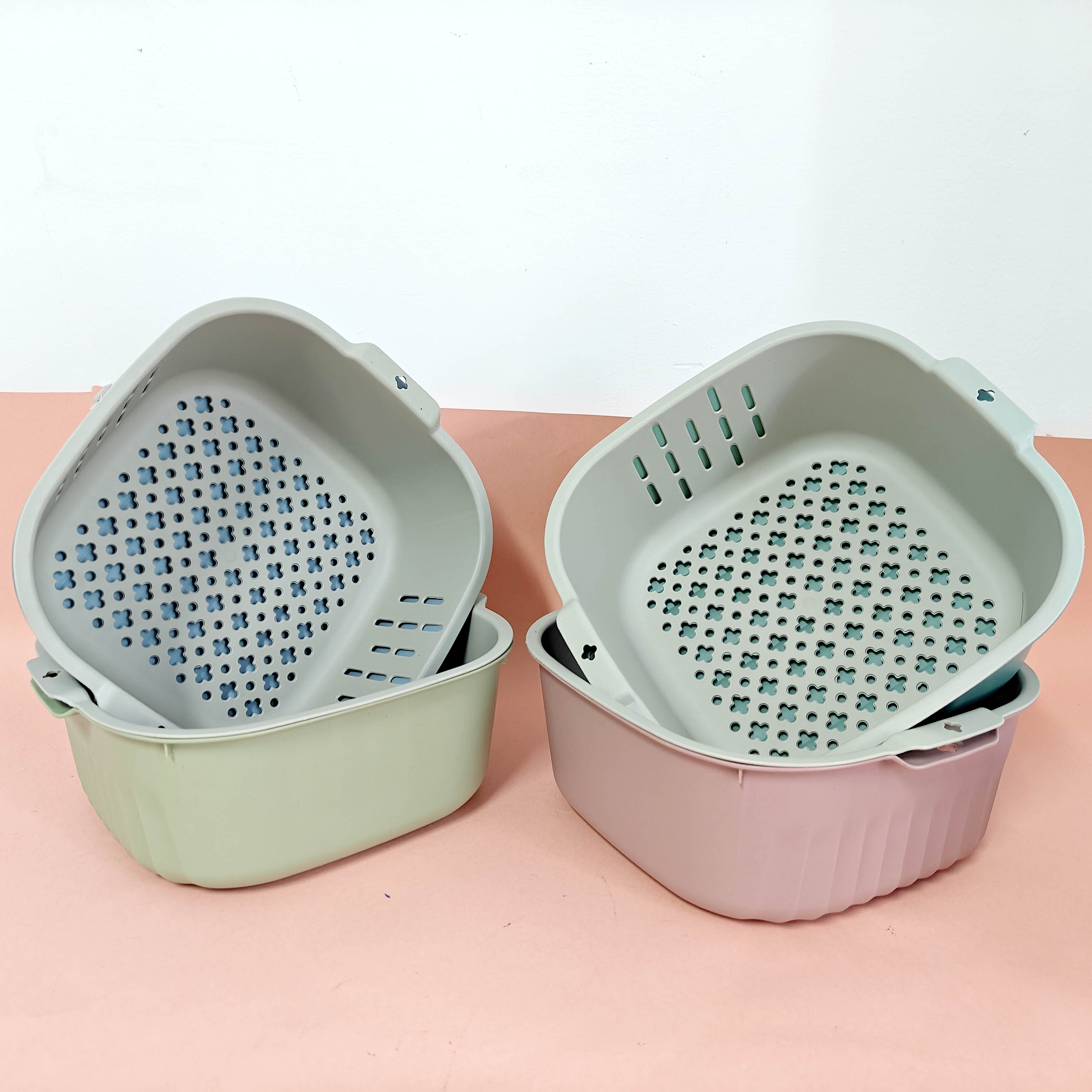 2528 double-layer colorful drainage baskets