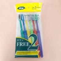 A set of six colorful toothbrushes