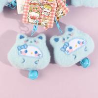 Hanging card bell with a large head and a Kitty cat plush pendant (assorted designs)