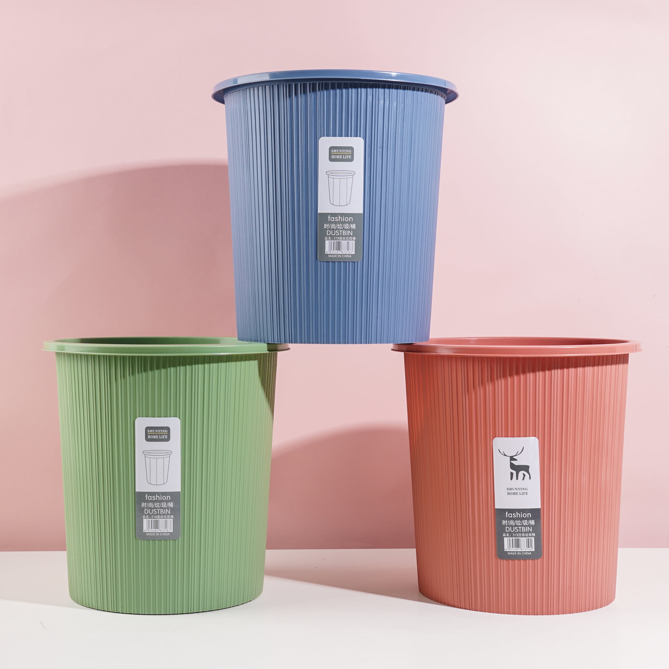 318 vertical striped trash can