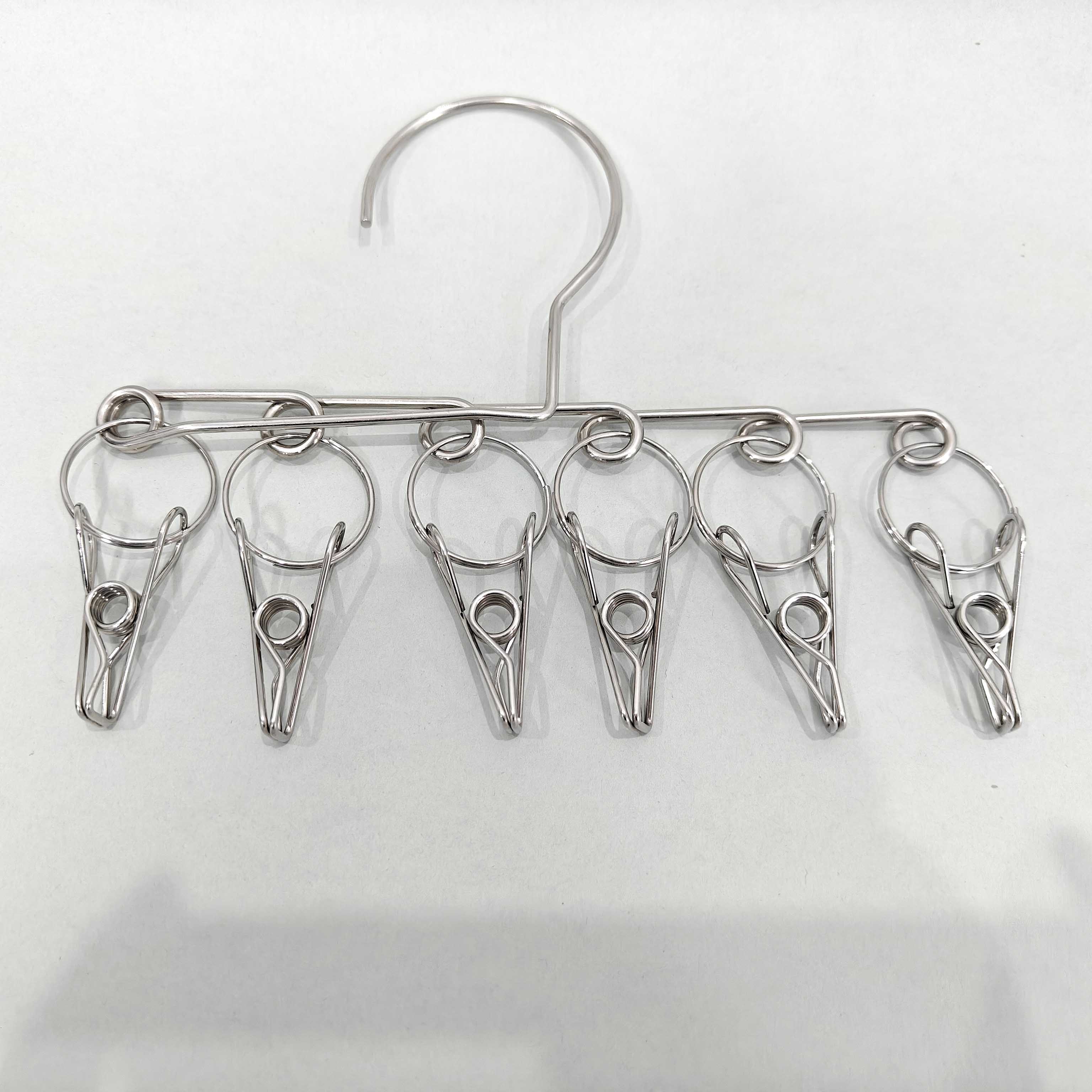 8655 Six-pronged portable stainless steel sock clips