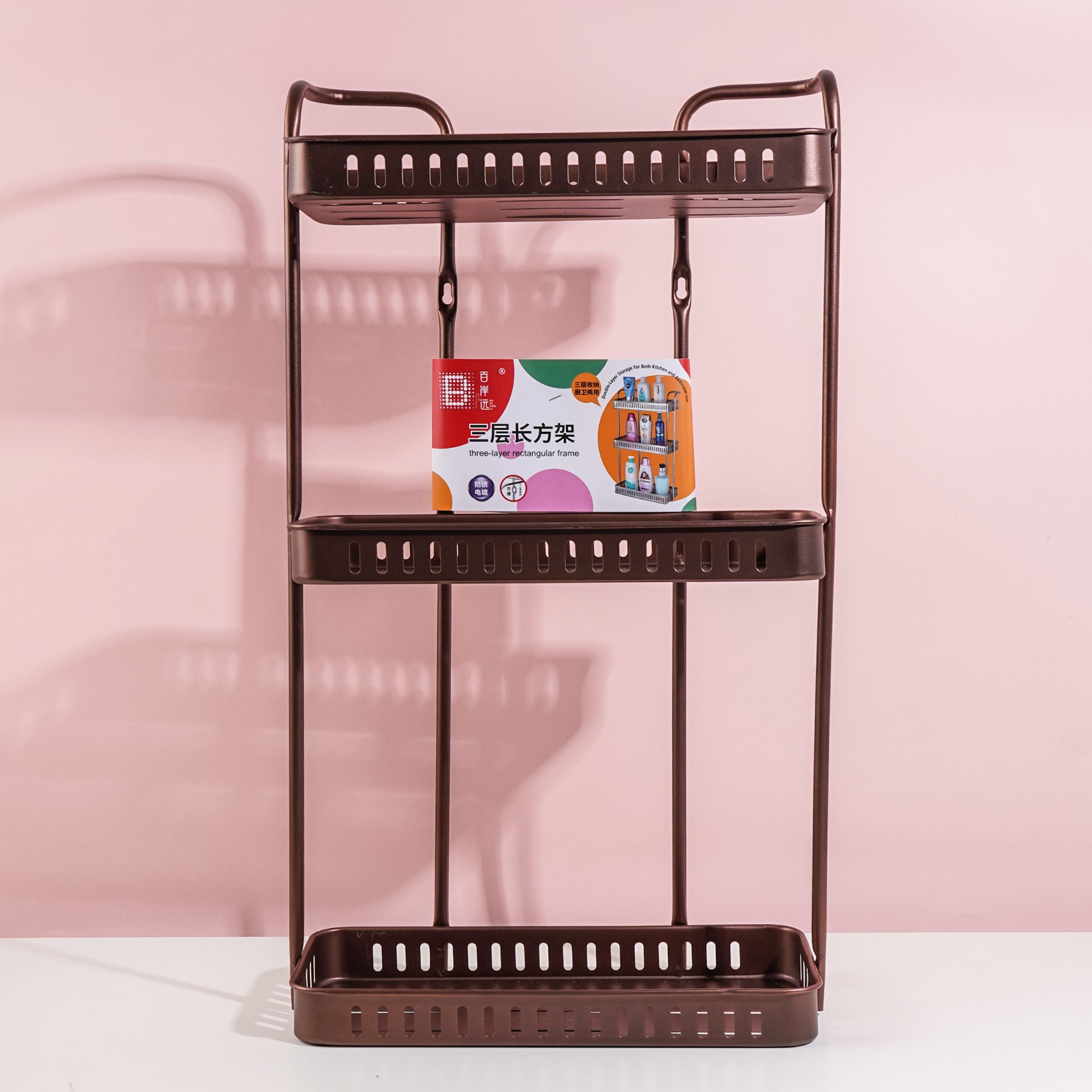 8659 Bronze Three-layered Rectangular Shelf