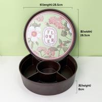 A red-brown circular storage box