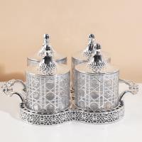 Ensemble de pots hermétiques Dior transparents en argent de taille petite, référence 6295-9C.