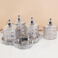 Ensemble de pots hermétiques Dior transparents en argent de taille petite, référence 6295-9C.