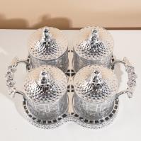 Ensemble de pots hermétiques Dior transparents en argent de taille petite, référence 6295-9C.