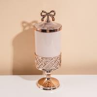 6899-A large-sized European-style jar with rose gold trim and a tall foot